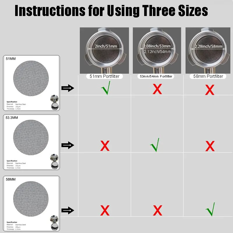 51/53.5/58.5MM Coffee Filter P - огляд і ціна Puck Screen Mesh